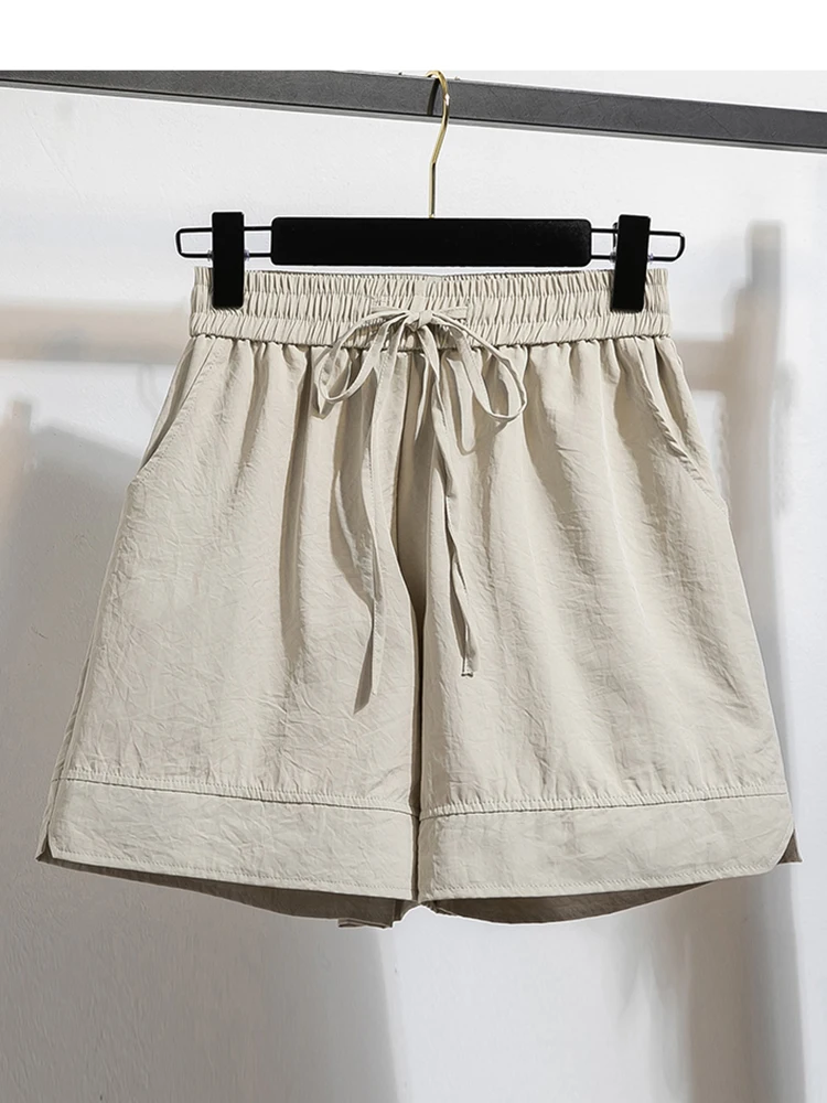 

Plus Size Summer Shorts For Women 2025 Summer Ice Silk Drawstring Large Size Loose Shorts Women Korean Streetwear Shorts Female