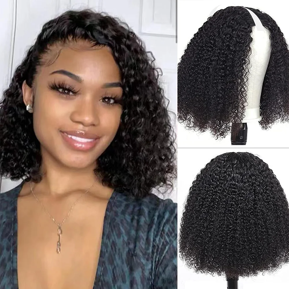 

12 Inch short Bob curly wigs 100% Human Hair Mureen Hair 200 Density 13x6 HD Transparent Full Lace Frontal Wig for Black Women