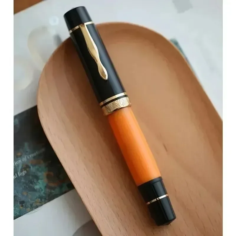 Mahan-pluma estilográfica de pistón grande, Color naranja, tamaño grande No.8/No.6 Nib EF/F/M, estructura de cobre, pluma de tinta de escritura de oficina, P139