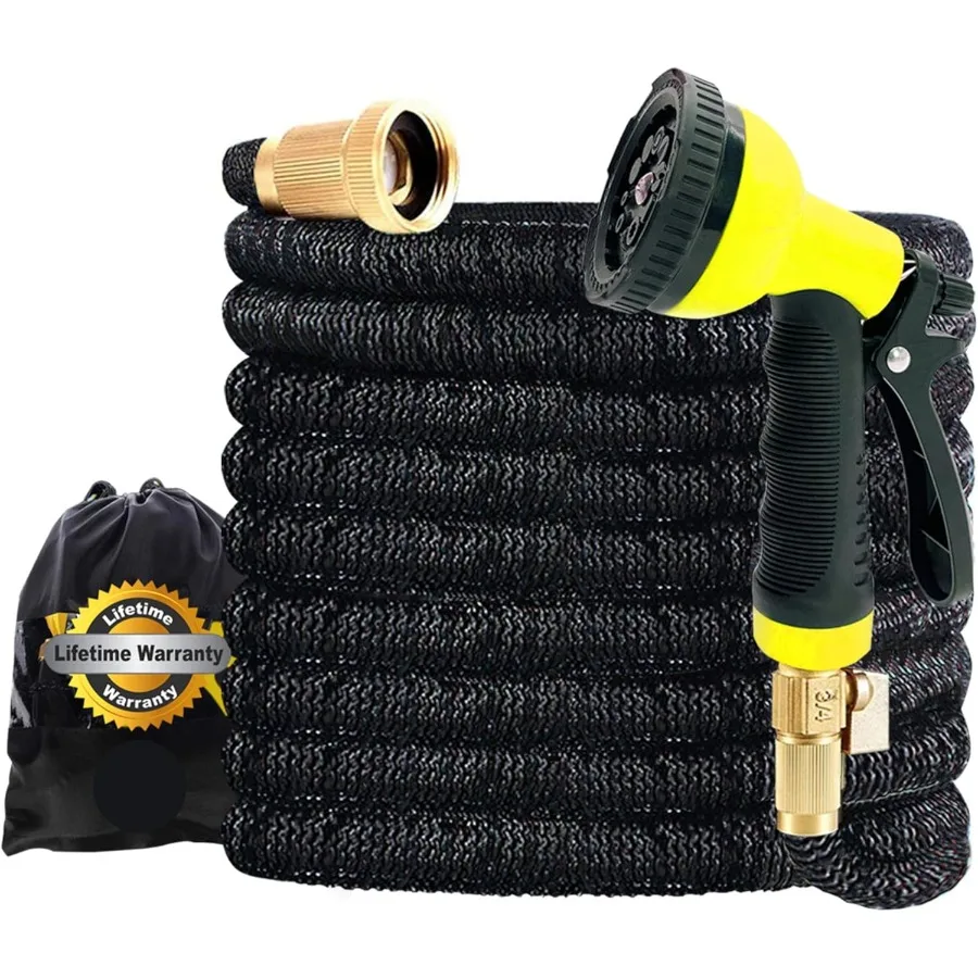 

50ft Expandable Garden Hose with Integrated Holder for Outdoor Yard and Patio Use Heavy Duty Construction Featuring 3750D Super