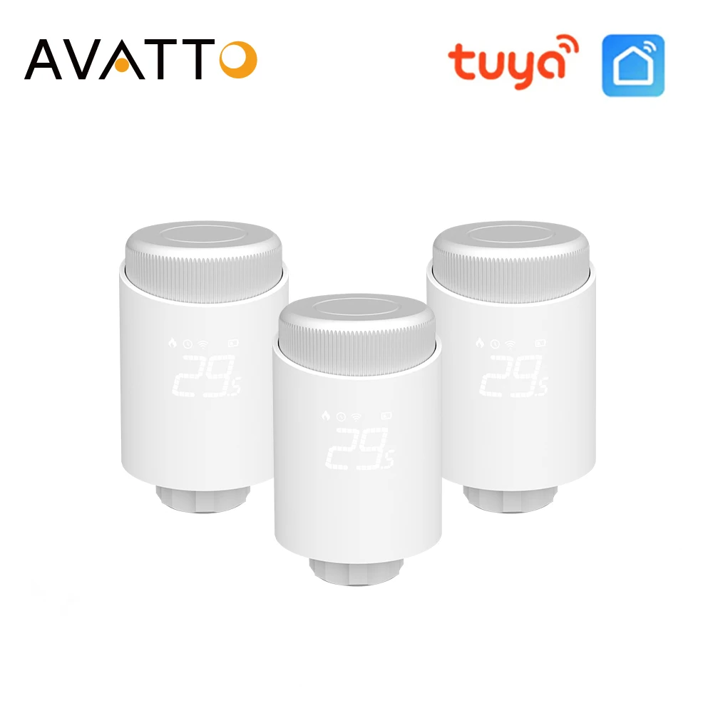 AVATTO ZigBee TRV Tuya Radiator Actuator Valve Smart Programmable Thermostat Temperature Heater Remote Control Alexa google Home