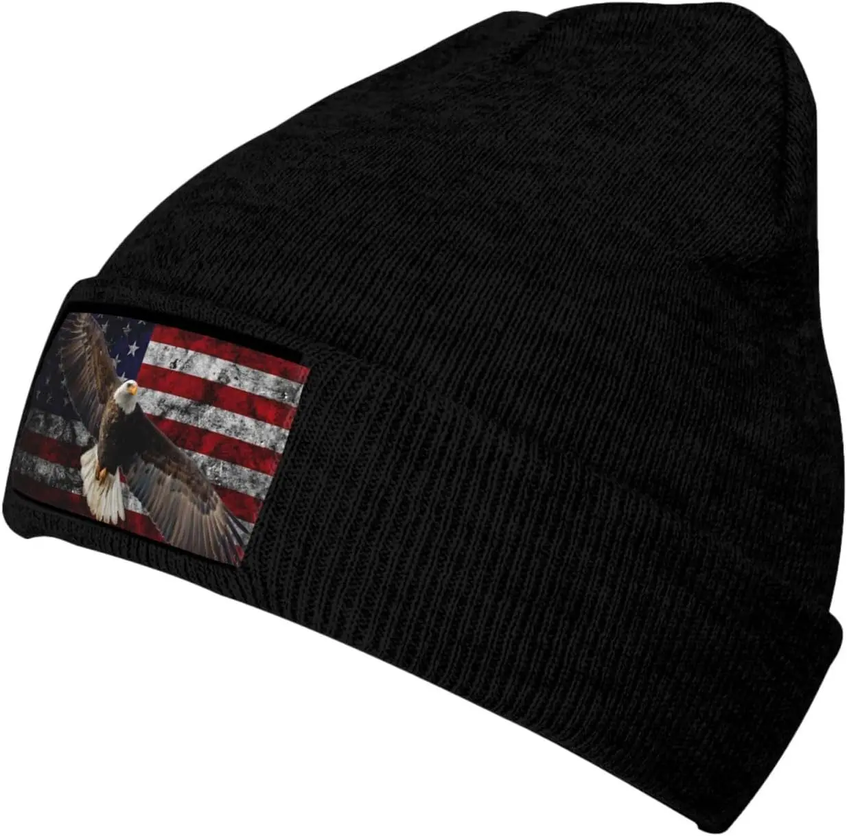 Bald Eagle USA Flag Hat Beanie Hats for Men Women, Knit Hat