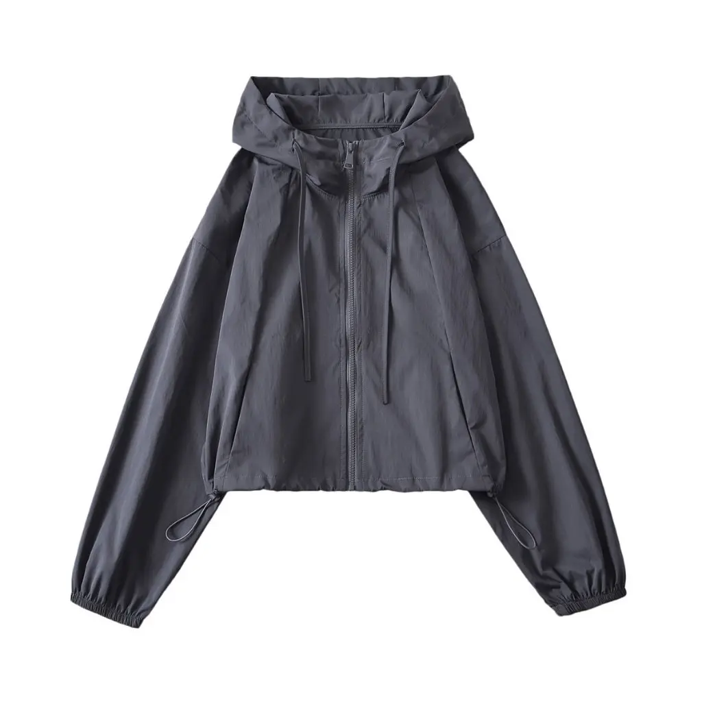 

Women's American Style Casual Drawstring Jacket Coat Loose Hooded Sports Long Sleeve Top Autumn New Spice Girls
