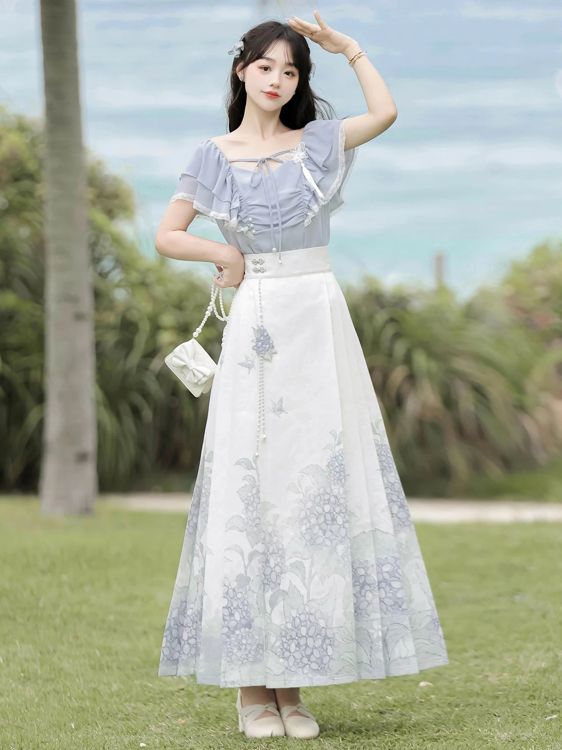 

chinese traditional dress Hanfu improved new Chinese dress half skirt horse skirt set chinese dress costume