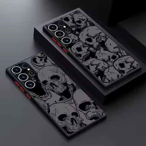 Case for Samsung Galaxy S25 S24 Ultra S23 Plus S22 S21 FE S20 Note 20 S9 S10 Silicone Phone Cover Four Spooky Skull Patterns
