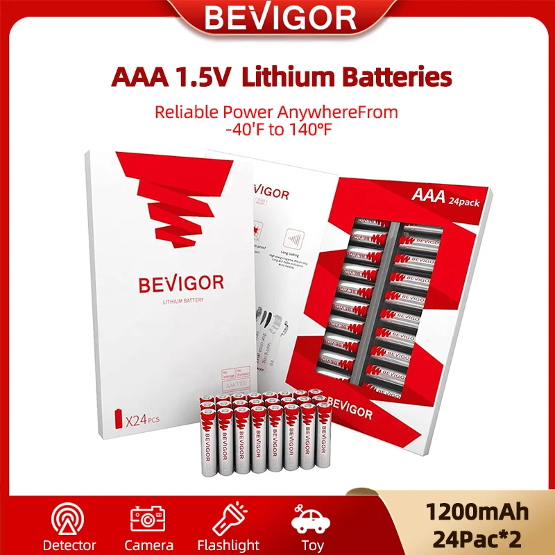 

BEVIGOR AAA Lithium Batteries 48PCS Lithium Iron Triple A Batteries 1.5V 1200mAh Longer Lasting AAA Batteries For Flashlight Toy