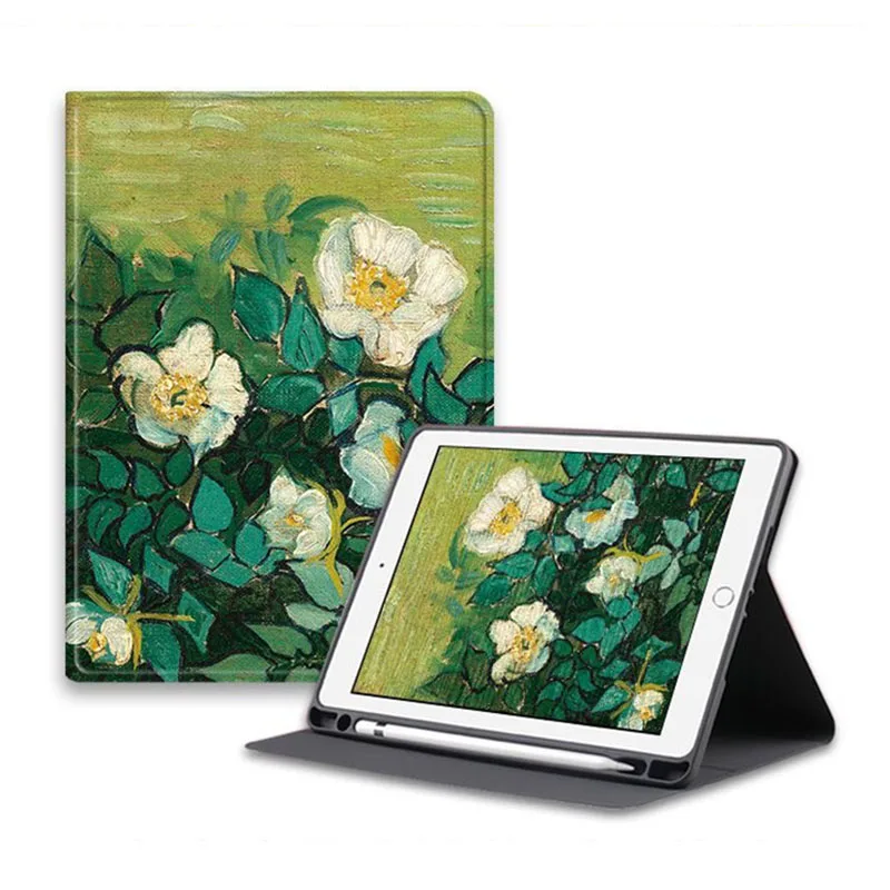 Case For iPad 10 9 8 7 6 5 th Generation Pro 11 12.9 10.5 iPad Air 6 5 4 Mini 6 Cover Luxury Van Gogh Oil Painting Flower Art
