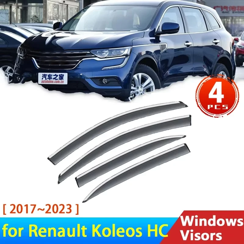 Wind Shield for Renault Koleos HC 2017~2023 2018 Samsung QM6 Accessories Black Deflectors Car Windowa Visors Rain Eyebrow Guards