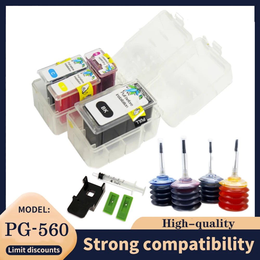 Vilaxh 560XL 561XL For Canon PG-560 CL-561XL Smart Ink Cartridges Refill Kit For Pixma TS5350 TS7450 TS5351 TS5352 TS5353 TS7451