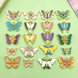 20pcs Colorful Enamel Butterfly Design Charms Alloy Insect Pendants for DIY Bracelets Necklaces Jewelry Making Accessories
