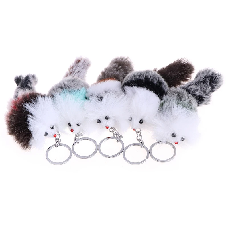 Cute Fur Little Fox Charm Mobile Phone Keychain  Stuffed Animal  Key Chains Ring Auto For Women Girls Plush Keychains