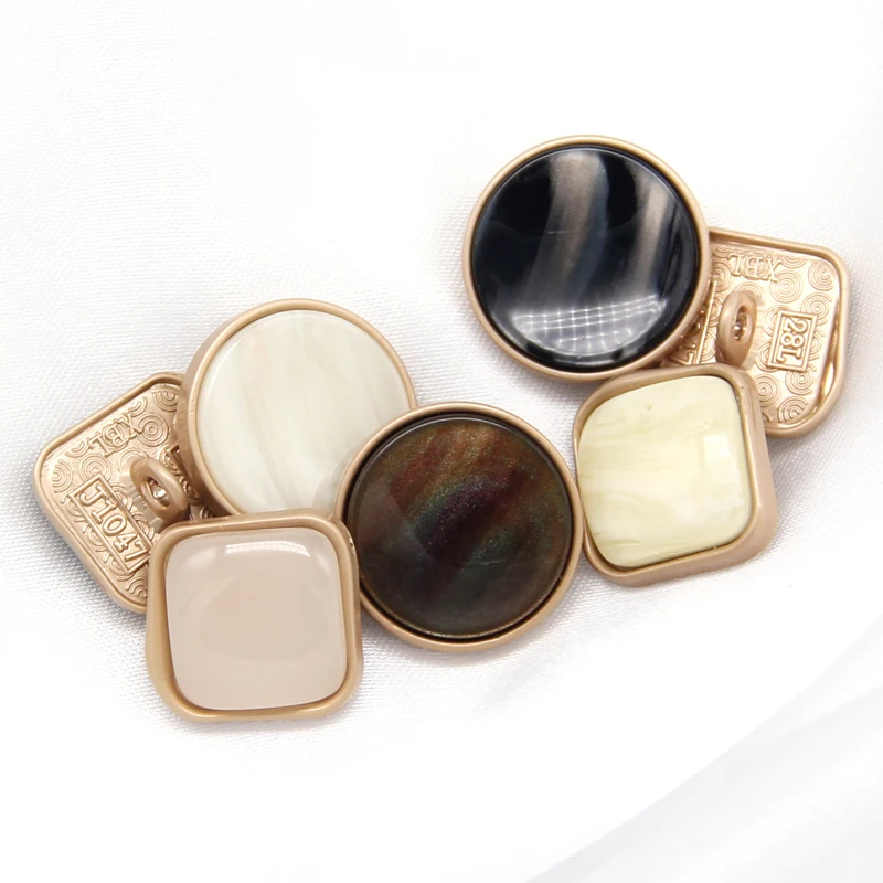 Fashion Square Round Gold Metal Buttons For Clothing Coat Dress Vintage Decorative Women Garment Sewing Accessories Wholesale