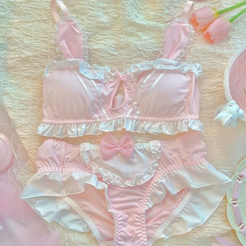 Set reggiseno da donna Lolita Seni piccoli che raccolgono Braand Slip Regolabile Raccolta vice Seni Senza anello in acciaio Set intimo