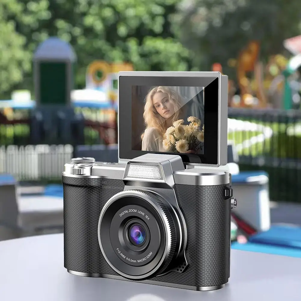 كاميرا رقمية للتصوير الفوتوغرافي، كاميرا تسجيل فيديو بدقة 4K 180 ° شاشة قابلة للطي 16X تكبير رقمي كاميرات مدمجة كاميرا مرشحة CCD T3Y4 #3