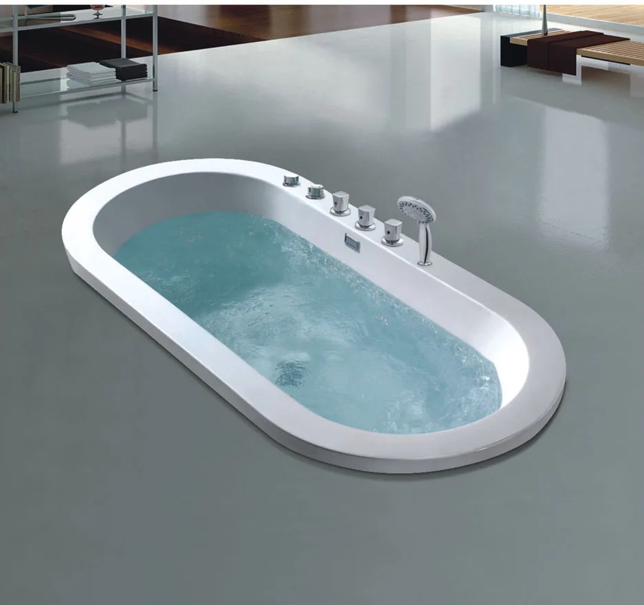 Drop-in Whirlpool Bathtub, 1.7m/67inch Acrylic Soaking Tub, Double Adult Bathtub for 2 Person, Modern Embedded Bathroom Tub
