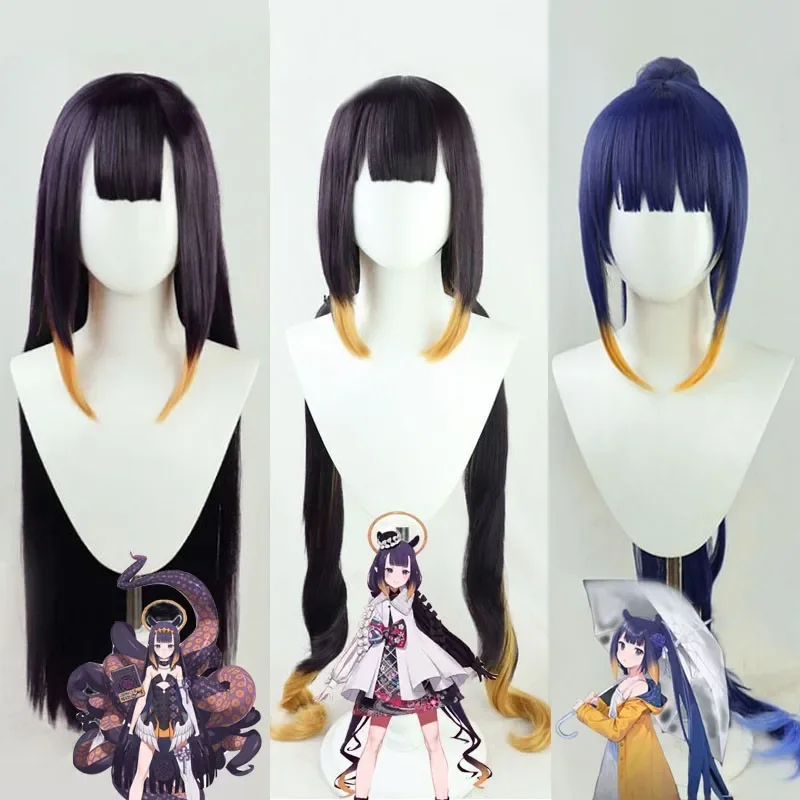 3 Types Anime wig VTuber Hololive Ninomae Ina’nis Hair Cosplay Costume  Wig Heat Resistant Synthetic Hair Wig+ Free Wig Cap