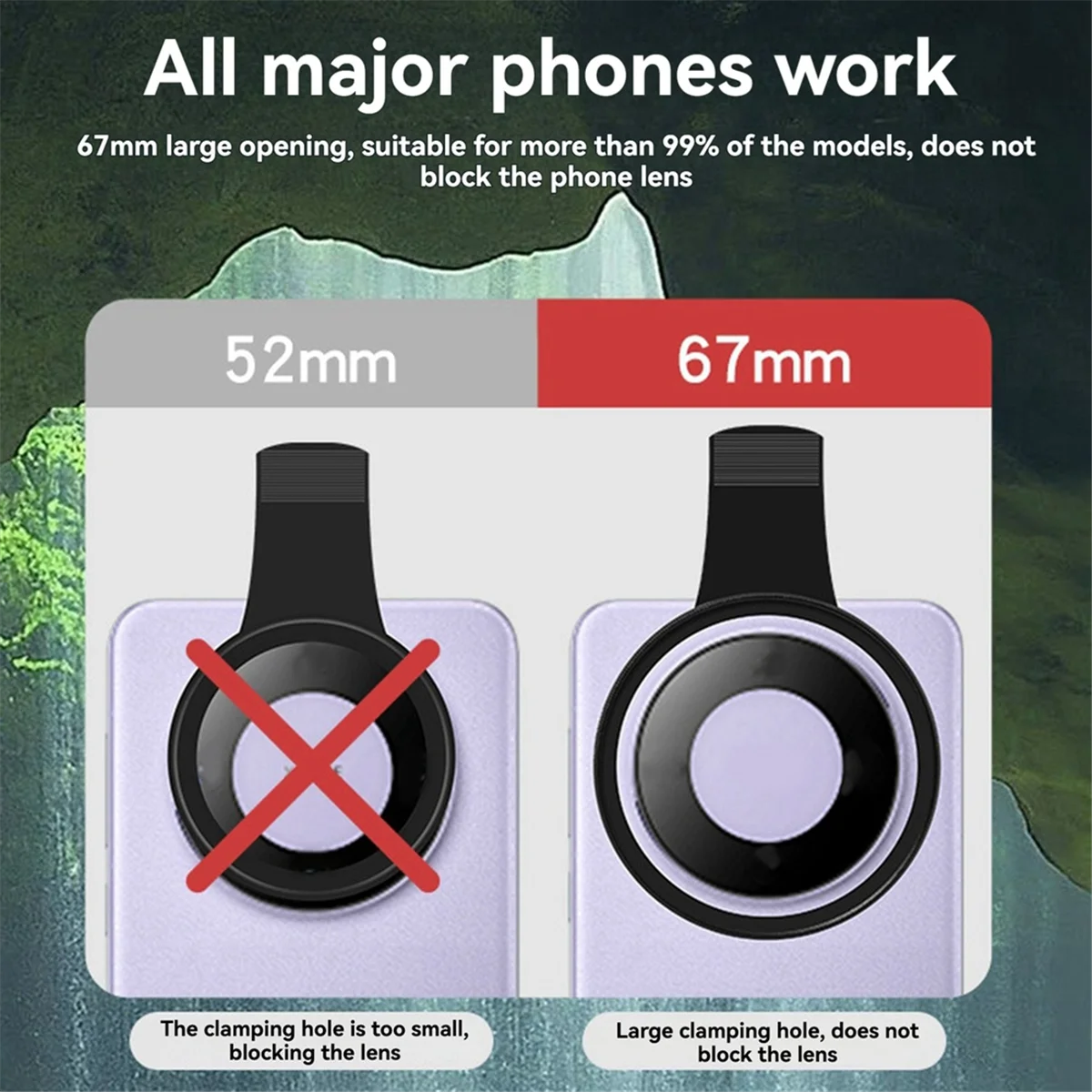 ABLG 67mm CPL Universal with Clip Portable Professional Polarizer Camera Lens Filter for Smartphones Mobile Phone