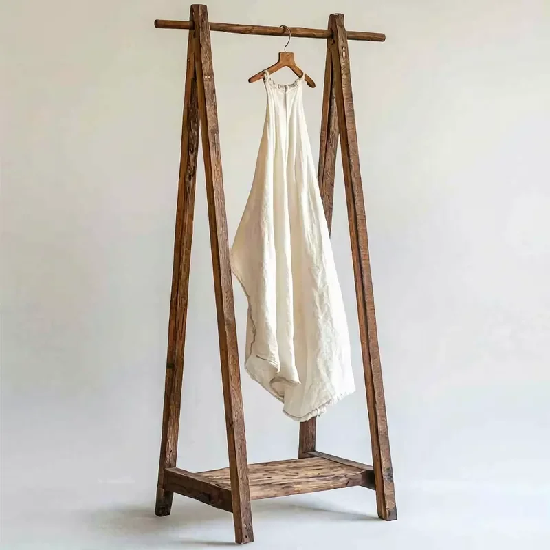 Nordic Solid Wood Coat Rack Floor Standing Hanger Simple Retro Design Thickened Log Color Bedroom Clothes Organizer Stand