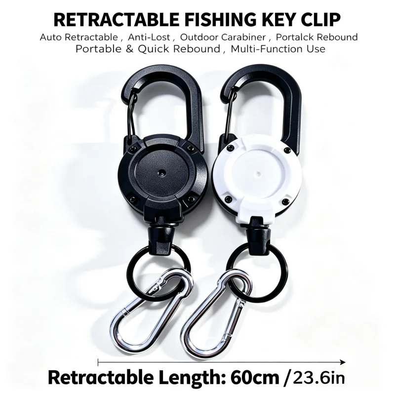 Backpack Strap Keeper Retractable Carabiner Keychain Clip Heavy Duty Retractable Keychain Carabiner for Work