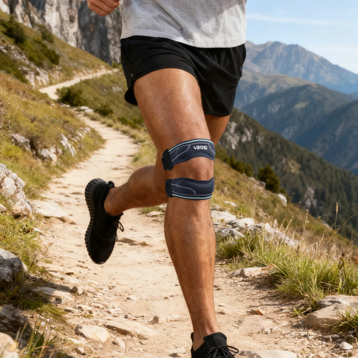 

VBOSi Цельный регулируемый силиконовый ремешок с двойной надколенкой — удобная поддержка колена для мужчин и женщин, идеально подходит для ежедневного использования и тренировок