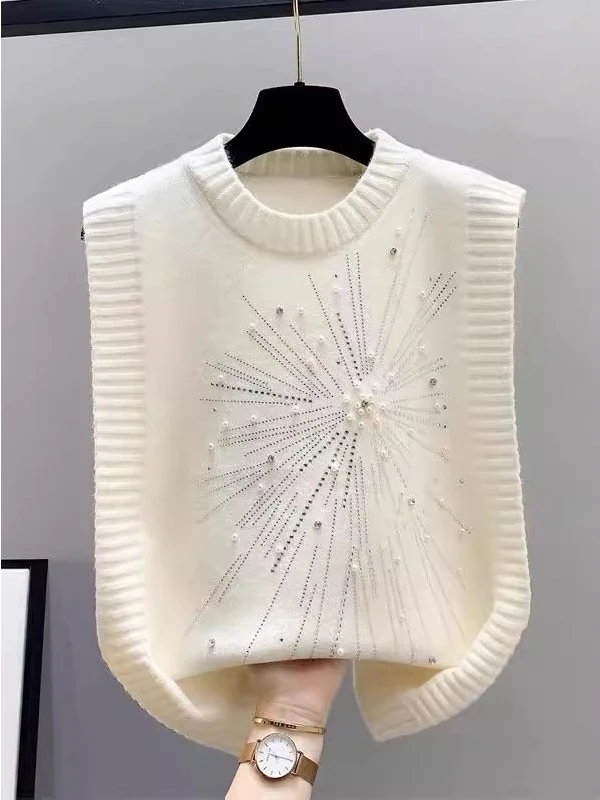 

Женский вязаный жилет 2025: Новинка весенне-осеннего сезона, красный свитер-жилет, внутренний слой для многослойных образов, повседневный стиль, полиэстер