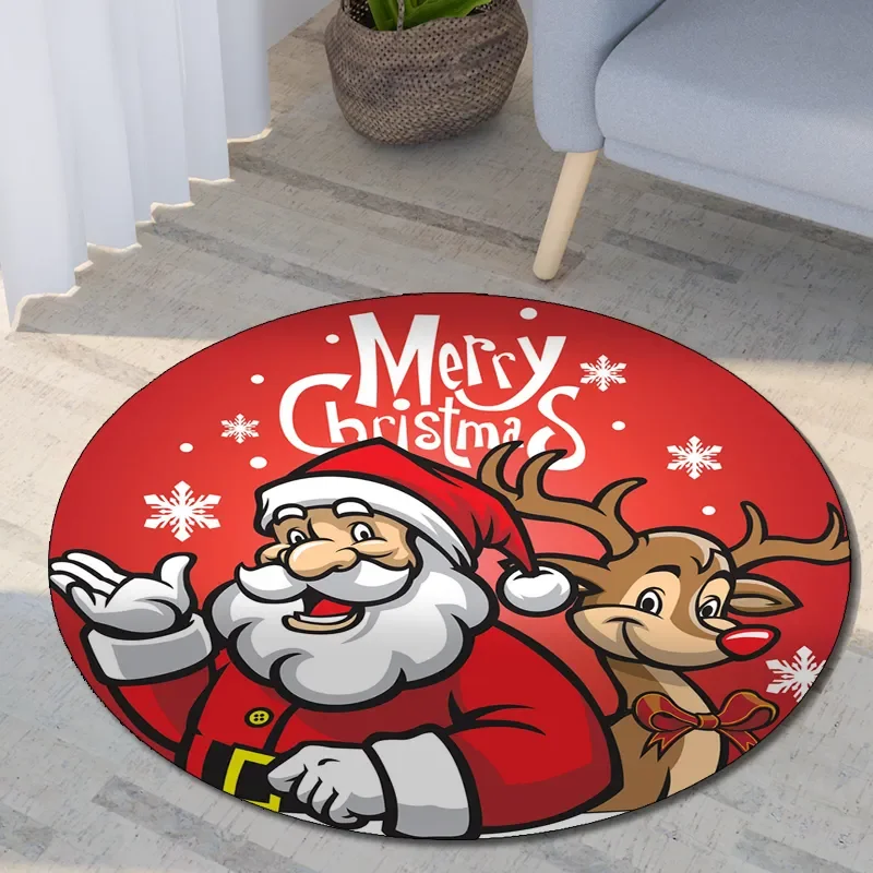 

Christmas print pattern round carpet home living room bed floor decoration children's