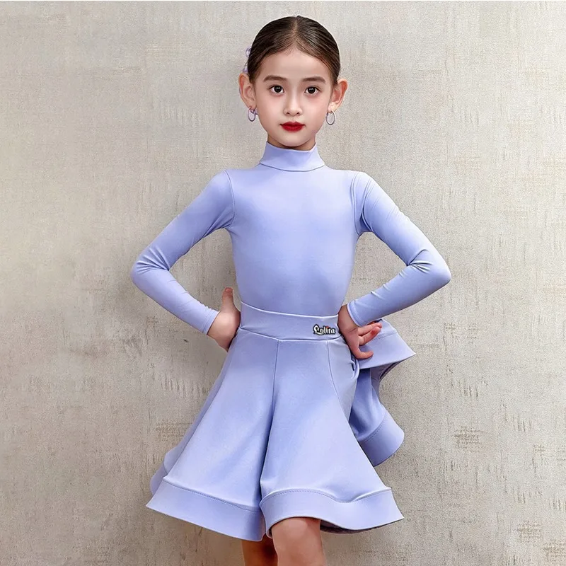 Vestido de baile latino personalizado para niñas, conjunto de actuación de ropa de competición de reglas latinas profesionales para niños