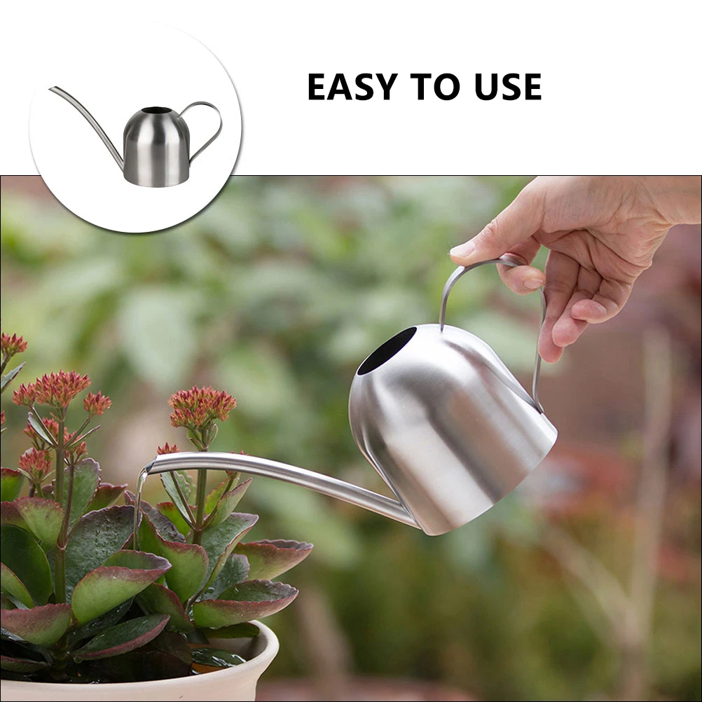 

Stainless Steel Long Spout Watering Can Durable Garden Planting Tool Silver Spraying Bottle for Flowers Plants