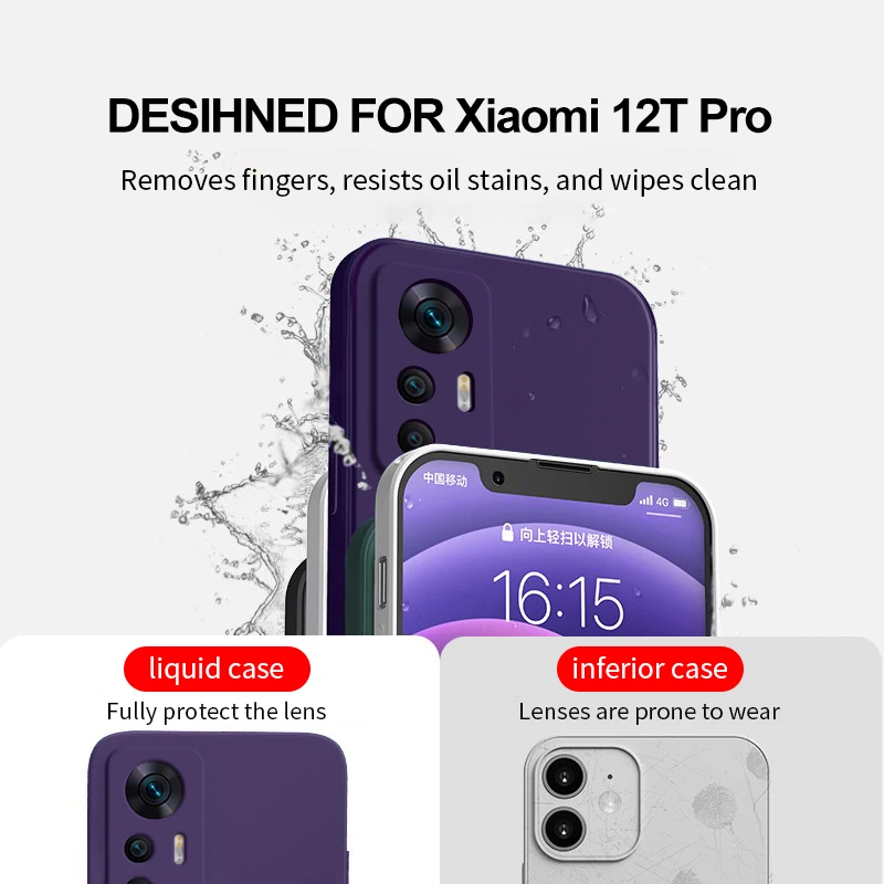 Mi 12T Pro Mi12T Mi 12 T Pro Case Luxury Square Liquid Silicone Full Protection Phone Case For Xiaomi Mi 12 T 12T Pro Soft Cover