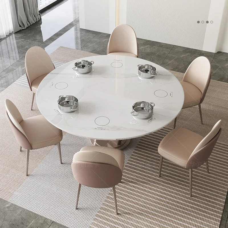 

Marble Coffee Dining Tables Set Kitchen Center Dining Table White Luxury Round Modern Smart Esstische Home Furniture WSW35XP