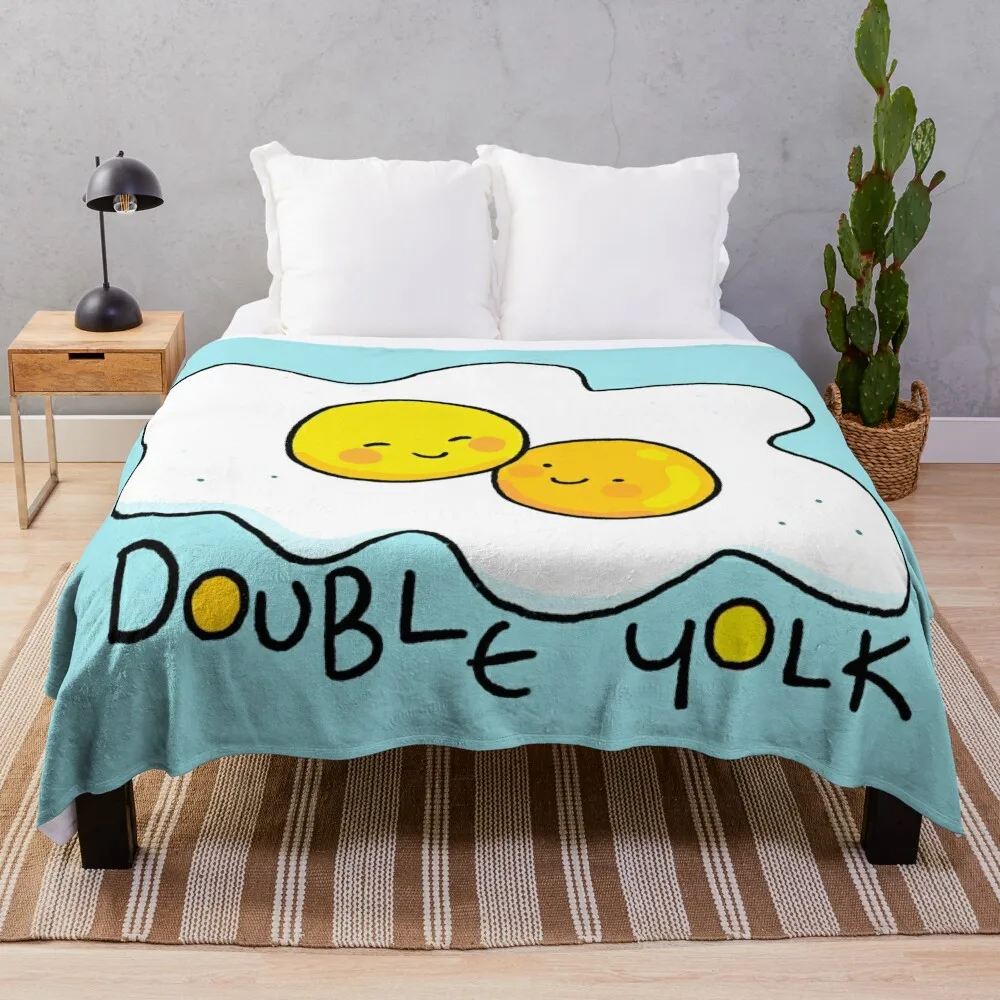 

Double Yolk Egg Lovers - Blue Throw Blanket Soft Beds decorative Tourist Sofas Blankets