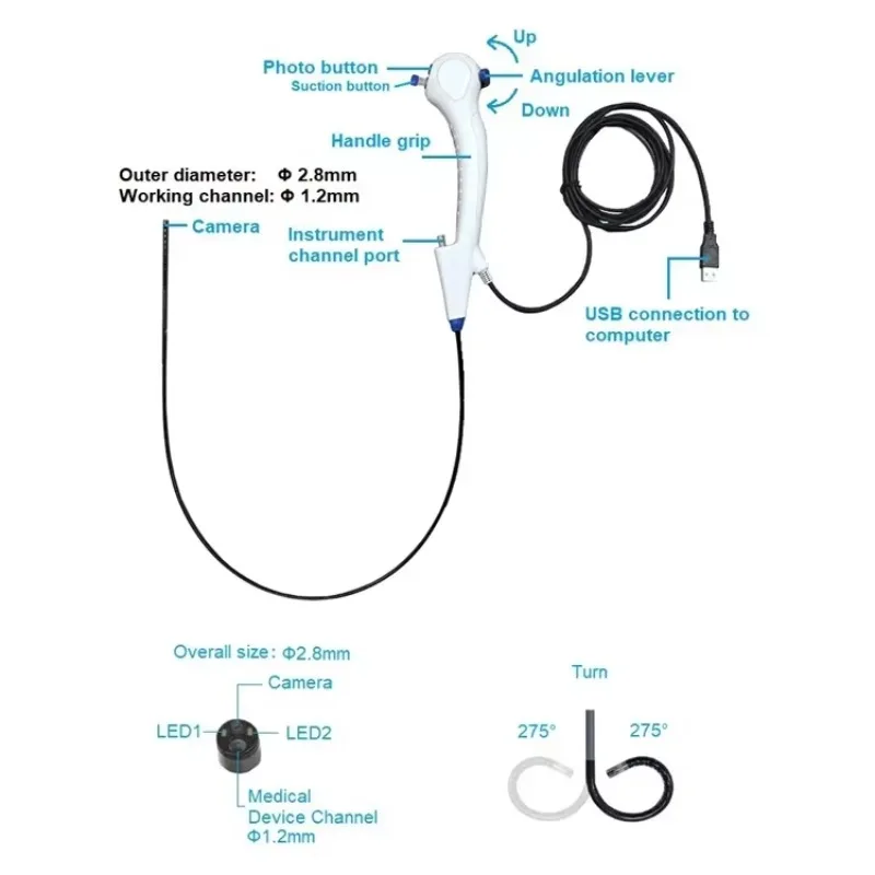 New 2025 Customized Durable Hospital Medical Portable Video Bronchoscope Veterinary Endoscope