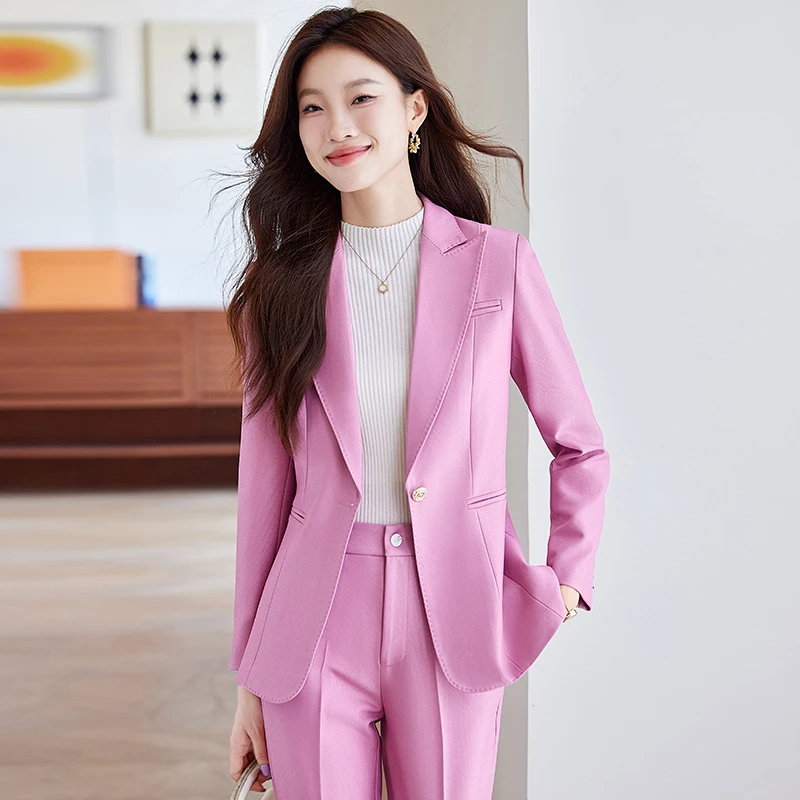 

Formal Pantsuits with Pants and Jackets Coat Uniform Styles Professional Autumn Winter Career Interview Trousers Set Blazers