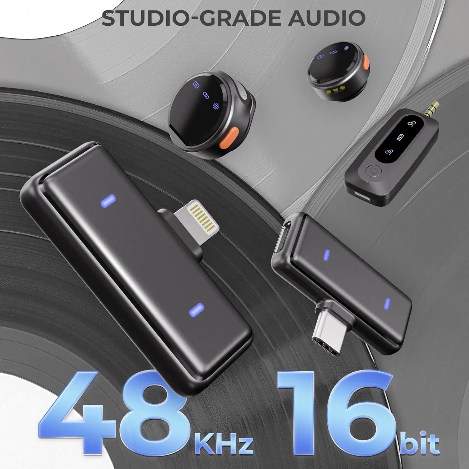 

Moman Wireless Lavalier Microphone for iPhone/Android/Camera/Laptop/PC, Mini Clip/Magnetic Microphones for Lightning/USB-C/3.5mm