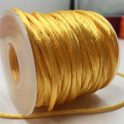 2mm 10-225meters Gold Yellow Rattail Satin Cord Thread Chinese Knot Macrame Bracelet Braided String DIY Tassels Beading Thread