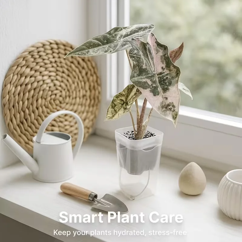 6pcs Automatic Watering Flower Pot For Succulent Cuttings Breathable Plastic Planter With Wick Hydration Gardening Accessories