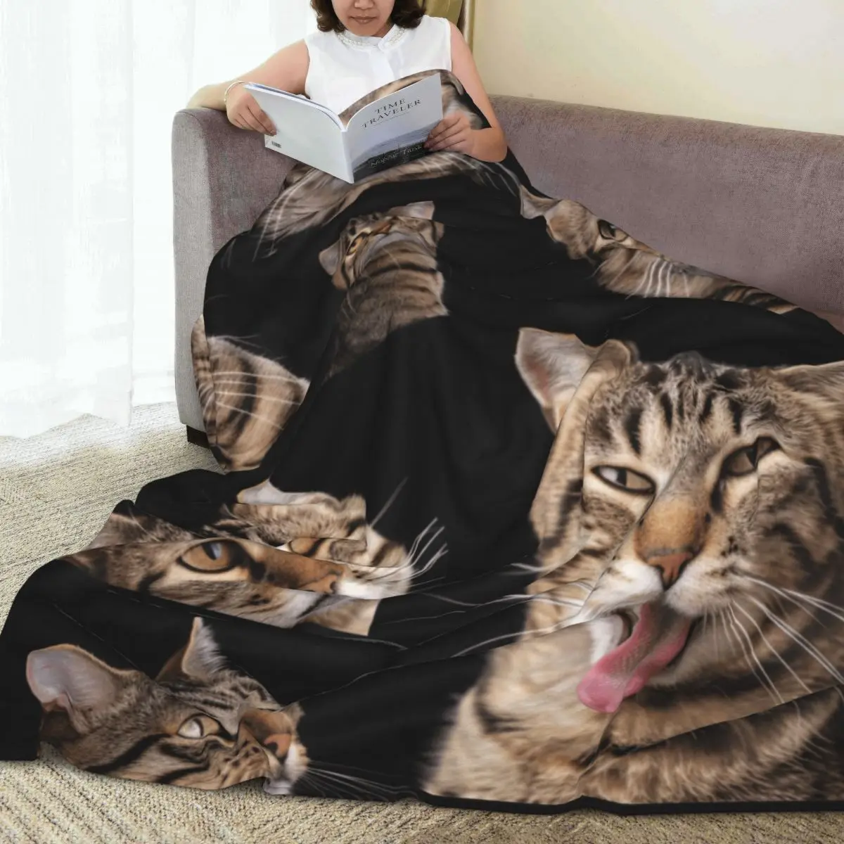 

Забавное одеяло с кошачьим аваретом, мягкое одеяло, подходит для семейной спальни, кровати, дивана, пикника, путешествий, офиса, одеяла, детей