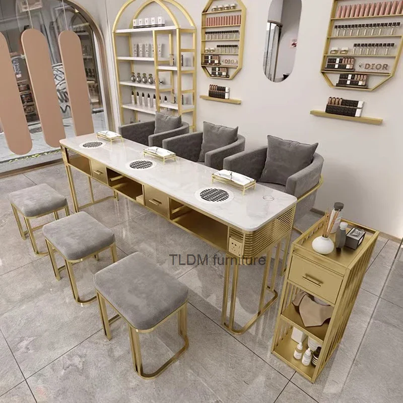 Mesa de Manicura profesional para mujer, Mesa de belleza para uñas, pedicura, Mesa protésica, muebles de salón de uñas, LJ50MT