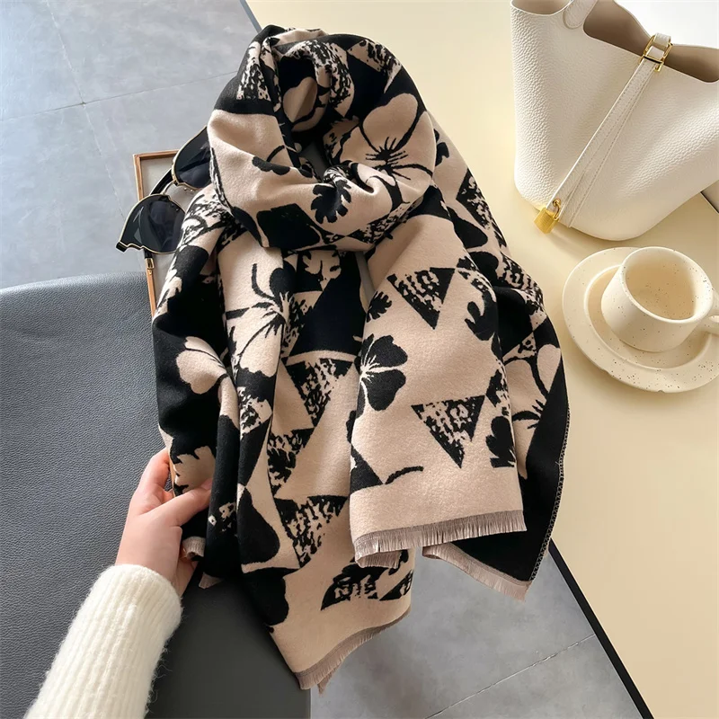 Luxury Winter Scarf Women Cashmere Warm Pashmina Brand Foulard Female Shawls Wraps Thick Soft Bufanda Poncho Scarves Stole 2024