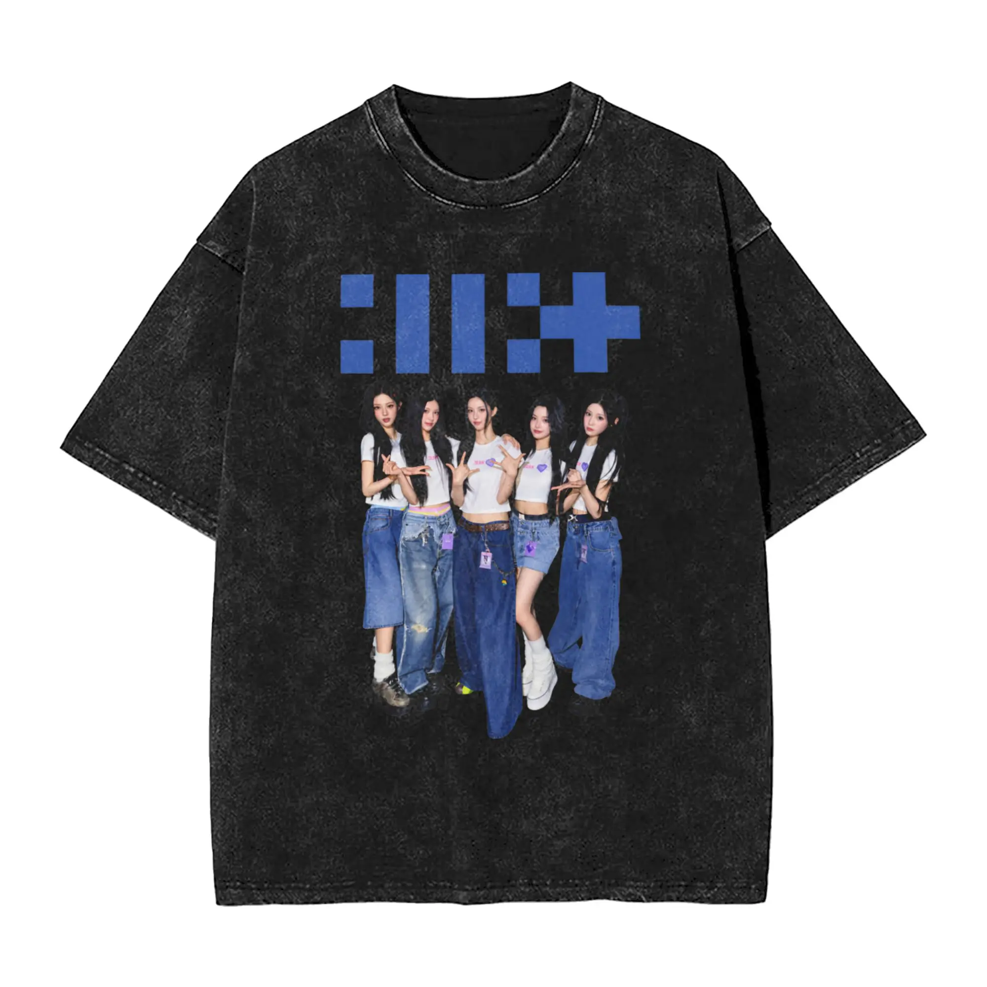 ILLIT South Korea Girls' Group Men's T Shirts Washed  Casual Tees Short Sleeve Round Collar T-Shirt Pure Cotton Gift Clothes