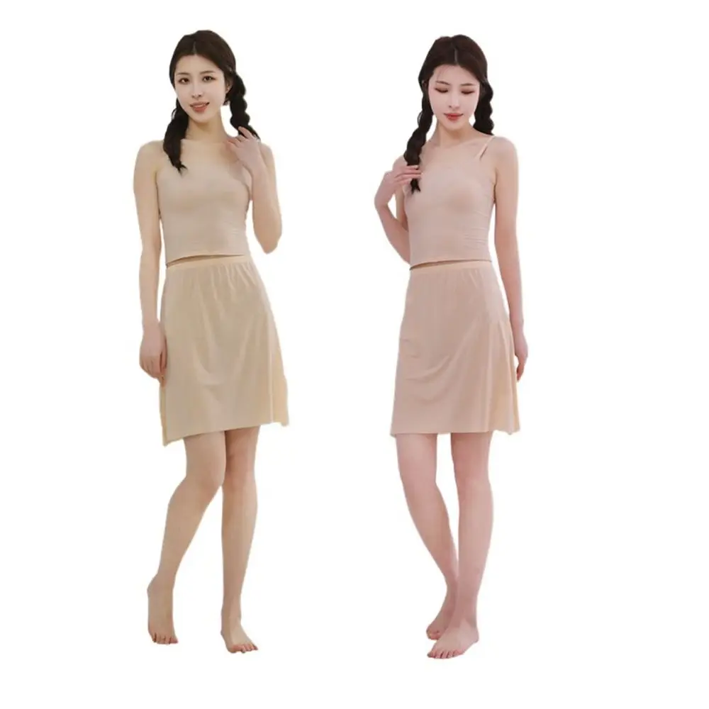Taille haute Base de jupon pour fille sous-jupe de sécurité glisse femmes longue jupon glace soie sous-jupe sous-jupe demi-slips