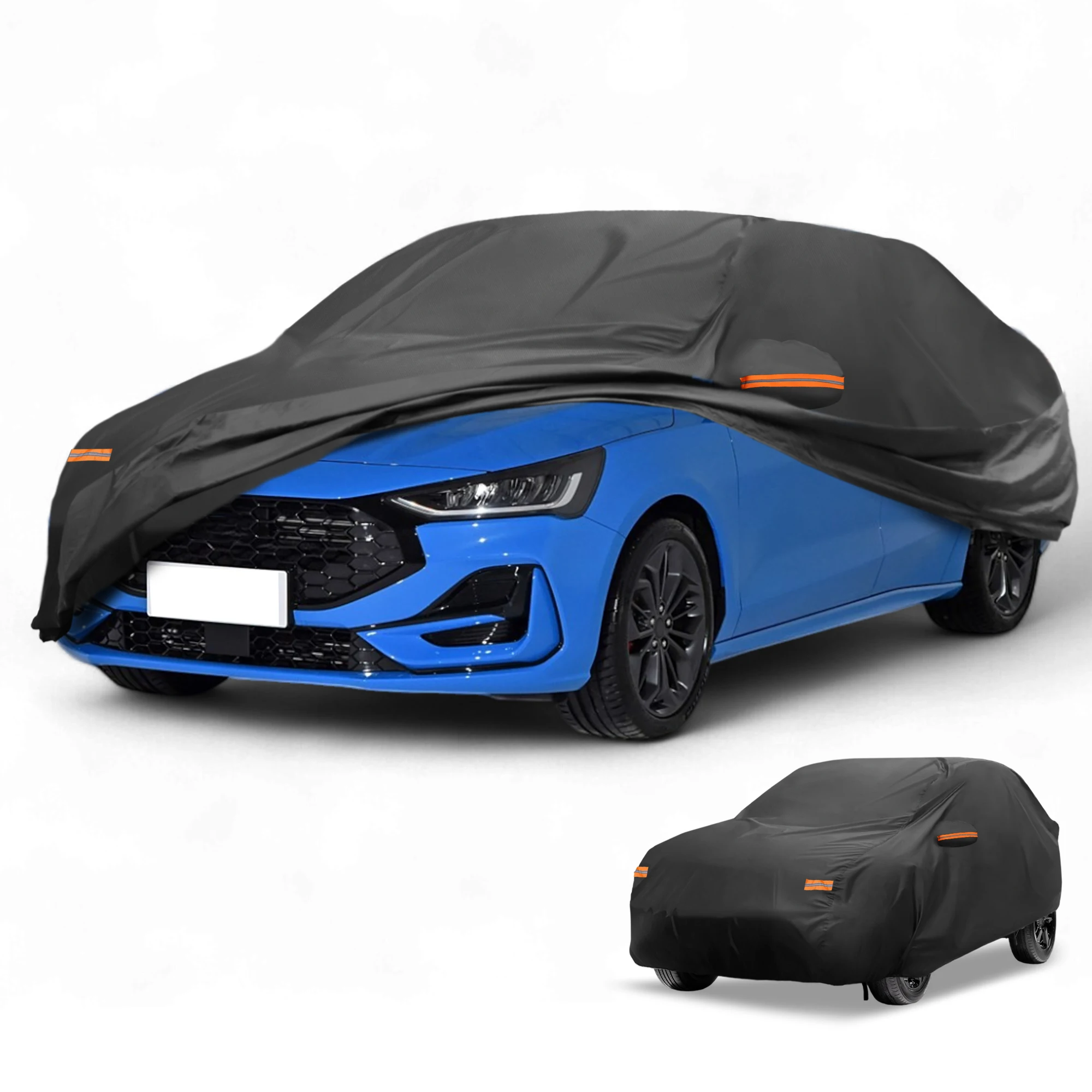 

UXCELL All Weather Waterproof Car Cover Auto Outdoor Full Exterior Protection for Ford Focus Sedan 210D-PU Black