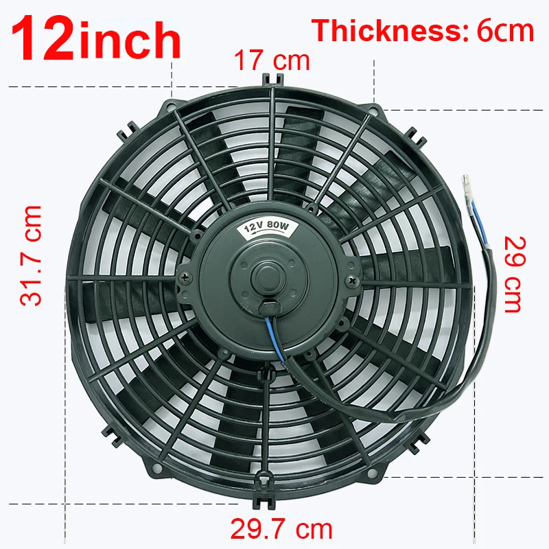 8 9 10 12 14 inch universele slanke ventilator push-pull elektrische radiateurventilator luchtzuigtype koel- en montageset 12V 80W 2100 RPM
