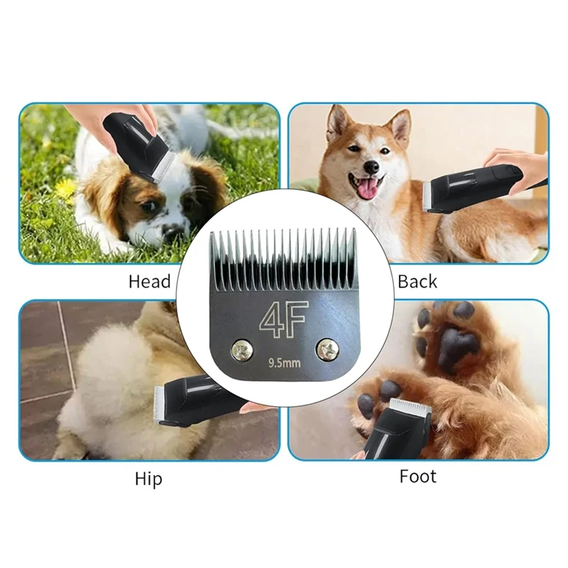 ABJI-Detachable Blade 4F 9.5Mm Pro Replacement For Wahl KM 10 For Andis AG/AGC/SMC/Oster A5/Classic 76 Animal Clipper - view 5