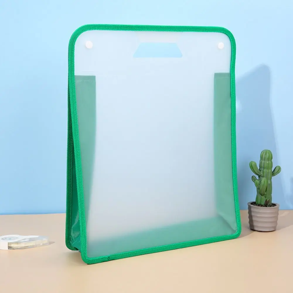 Fashion Handle Transparent File Folder Sanding Lightweight A4 File Storage Bag Portable Tutoring Expanding File Bag School