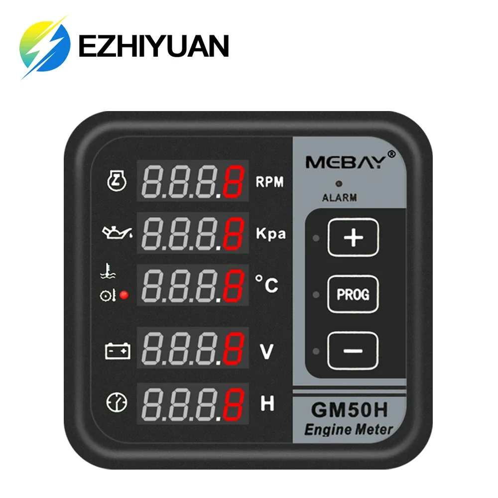 Mebay GM50H MK3 Engine  Digital Meter  Generator Monitor Battery voltage with Water Temperature Oil Pressure Speed Sensor