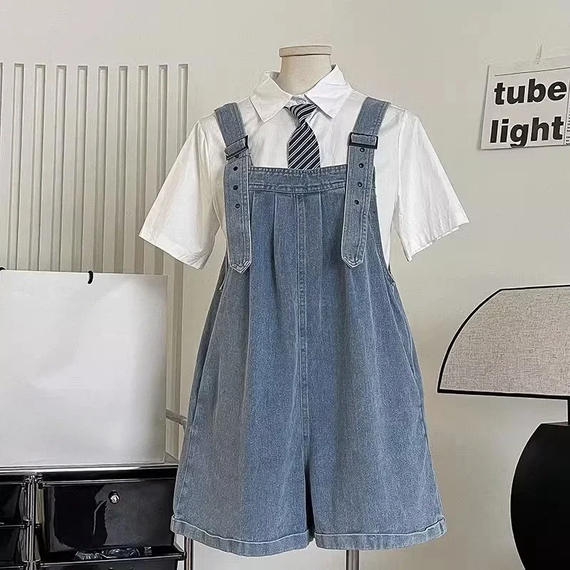

Rompers Women Ins Summer Preppy Style Retro Harajuku Hipster Holiday Student Minimalist Playsuits Solid Vintage Streetwear Denim