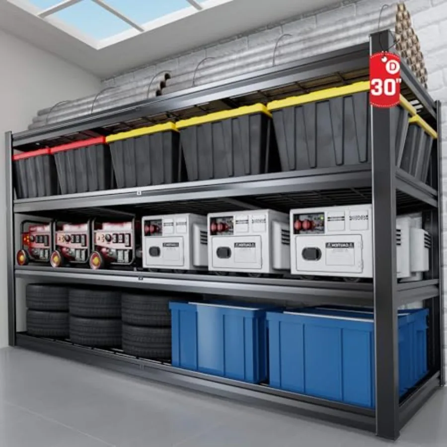 

72" W Storage Shelves Heavy Duty Garage Shelving 30" D Metal Shelving Unit, 4 Tier Adjustable Shelves, 3500LBS Steel Industrial