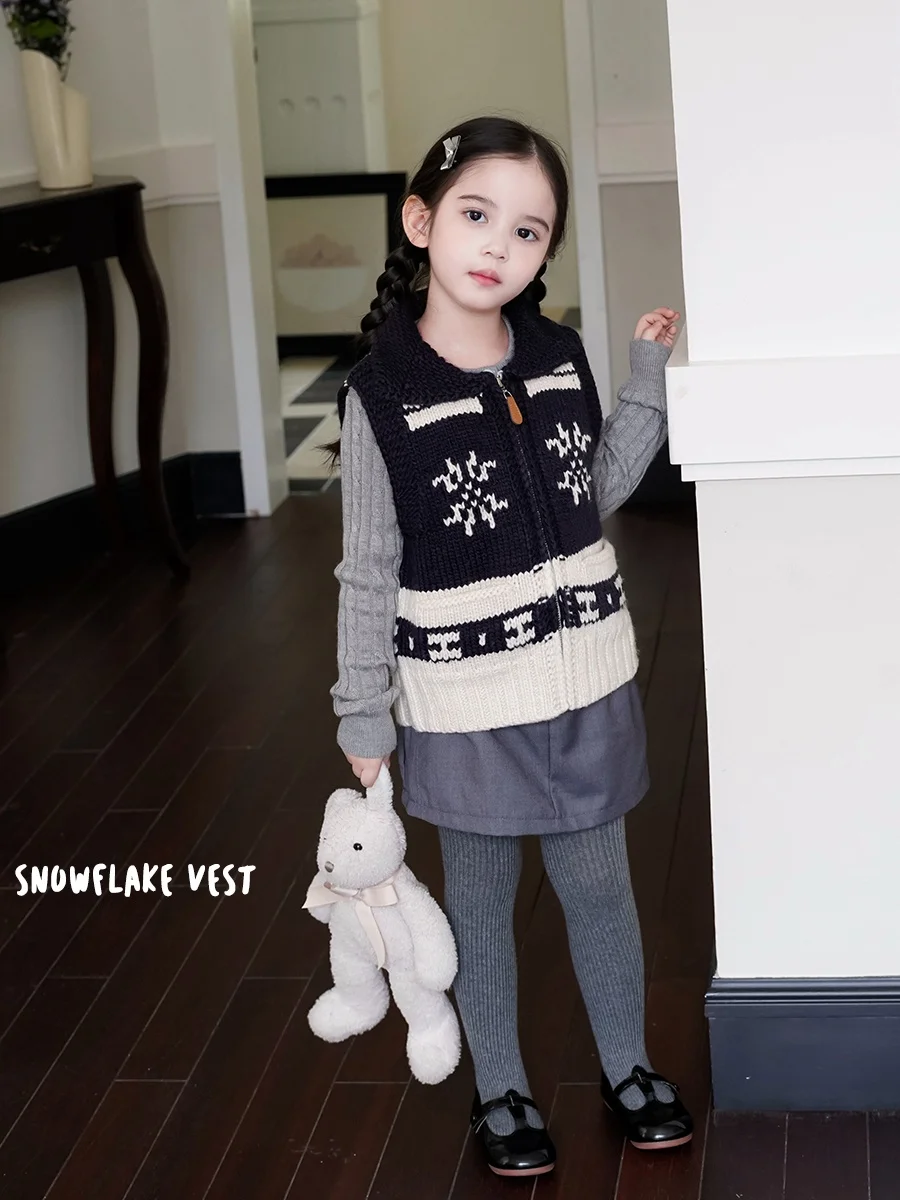 anniegirl-autumn-new-retro-knitted-sweater-embroidered-vest-girls-faionable-set-2-2-years-old-strong-warmth-wool-blend