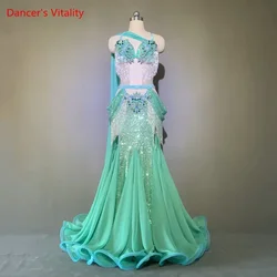 Belly Dance Custom Performance Clothes Female Child Temperament Bra Set Woman High Waist Big Swing Skirt Competition Clothing